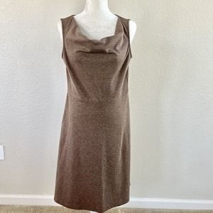 Lands End Size Small 6-8 Brown Cowl Neck Sleeveless Midi Dress Cottagecore Comfy